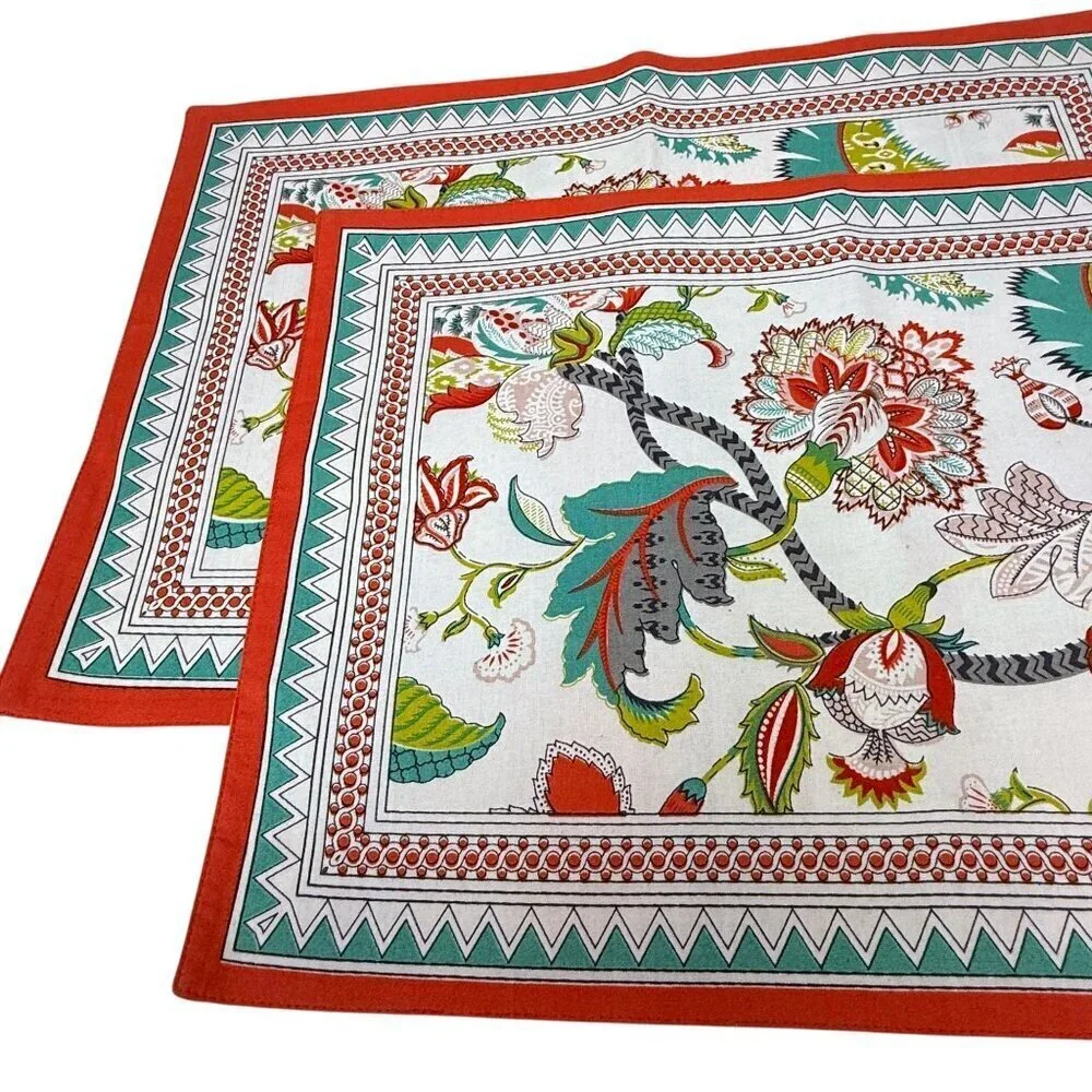 Floral Placemats by World Market Boho Cotton Fabric Set of 2